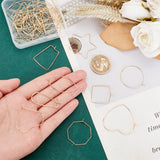 36pcs 9 style Brass Hoop Earring Findings, Wine Glass Charm Rings, Kidney Ear Wire, Hexagon & Heart & RING & Star & Trapezoid, Real 18K Gold Plated, 24.5~38x14~40x0.5~1.5mm, 4Pcs/style