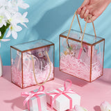 Transparent PVC Plastic Gift Box, with Polyester Cord, Rectangle, Dark Goldenrod, Finished Product: 14x7.5x14cm, about 3pcs/set