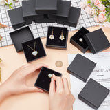 Kraft Paper Cardboard Jewelry Boxes, Ring/Earring Box, Square, Black, 7.3x7.3x3cm