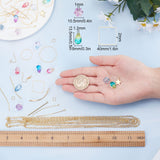 Teardrop Charm Jewelry Set DIY Making Kit, Including Glass Charms & Beads, Alloy Charms, 304 Stainless Steel Charms, Brass Linking Rings & Jump Rings & Earring Hooks & Pins & Cable Chain, Mixed Color, Charm: 58pcs/set