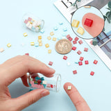 500Pcs 10 Colors 2-Hole Glass Seed Beads, Rectangle, Mixed Color, 5x4.5~5.5x2~2.5mm, Hole: 0.5~0.8mm,  50Pcs/color