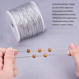 Round Elastic Cord, with Polyester Outside and Rubber Inside, Silver, 2mm, 50m/roll