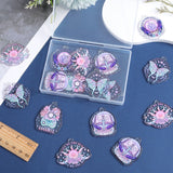 20Pcs 5 Style Halloween Printed Acrylic Pendants, Mixed Shapes, Mixed Color, 38~43x32.5~43x2~2.3mm, Hole: 2~2.3mm, 4pcs/style