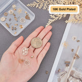 Brass Stud Earring Findings, with Loop and Ear Nuts, Flat Round, Real 18K Gold Plated, 40pcs/box