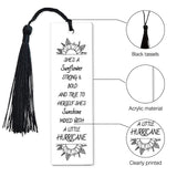 Acrylic Bookmarks, with Polyester Tassel Decorations, Rectangle Bookmarks, Quote She's A Flower, Sunflower Pattern, 118x35x2.5mm, Hole: 5mm