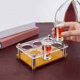 Glitter 6 Round Holes Acrylic Shot Glasses Holders, Detachable Beer Wine Glasses Organizer Rack for Family Party Bar Pub, Rectangle, Gold, 150x105x53mm, Inner Diameter: 38mm, 1 set/box