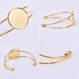 Brass Cuff Bangle Making, Blank Bangle Base, with Flat Round Tray, Mixed Color, Tray: 25mm, 60x6~13mm, 2pcs/color, 10pcs/set