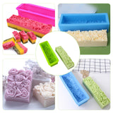 DIY Soap Silicone Molds, Rectangle with Rose Pattern, Lime, 82.5x250x54mm, Inner Diameter: 60mm