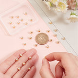 30Pcs Brass Beads, with Rubber Inside, Slider Beads, Stopper Beads, Round, Real 18K Gold Plated, 5x4mm, Hole: 2mm, Rubber Hole: 0.9mm