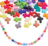 Opaque Acrylic Beads, Cross, Mixed Color, 16x12x4.5mm, about 20pcs/compartment, about 480pcs/box