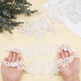 2 Sets 2 Style Lace Embroidery Costume Accessories, Applique Patch, Sewing Craft Decoration, Flower, White, 2pcs/set, 1 set/style