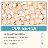 Unfinished Wood Beads, Natural Wooden Loose Beads Spacer Beads, Large Hole Beads, Round, Antique White, 19~20x18~18.5mm, Hole: 9~9.5mm