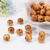 120Pcs Natural Wood Beads, Dyed, Lead Free, Round, BurlyWood, 10x9mm, Hole: 2~3.5mm, 120pcs/bag