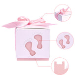 Paper Gift Box, Wedding Decoration, Folding Boxes with Footprints Pattern, Pink, 60x60x60mm