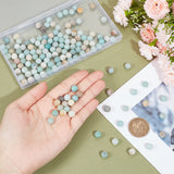 4 Strands Natural Flower Amazonite Beads Strands, Frosted, Round, 8mm, Hole: 1mm, about 48pcs/strand, 15.9 inch(40.5cm)