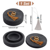 Moisture Retaining Ink Stones with Lid, Multi-Use Inkwell Dish, for Grinding Ink, Pen Holder, Calligraphy Supplies, with Cover, Flat Round, Antique Bronze & Golden, 12.5x3.6cm, Inner Diameter: 10.3cm