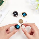 3Pcs 3 Colors Alloy & Stainless Steel Loose Diamond Boxes, Flat Round with Clear Glass Window and Sponge Inside, for Jewelry Cabochons Displays, Mixed Color, 3.2~3.25x1.6~1.65cm, 1pc/color