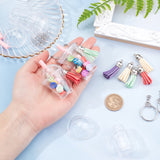 Cup Big Pendant Keychain DIY Making Kit, Including Cup Transparent Plastic Big Pendants, Faux Suede Tassel Pendant Decorations, Acrylic Pearl Beads, Iron Split Key Rings & Jump Rings, Mixed Color, Cups: 16Pcs/set