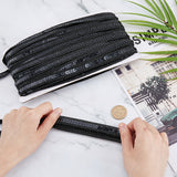 Sparkle Polyester Ribbons, with PVC Plastic Paillette, Garment Accessories, Black, 1/2 inch(13mm), about 35 Yards(32m)/Card
