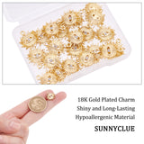 Alloy Pendants, with Crystal Rhinestone, Texured, Sun with Evil Eye, Real 18K Gold Plated, 16.5x15x3mm, Hole: 1.5mm, 22pcs/box