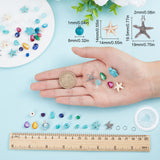 DIY Gemstone Bracelet Making Kit, Including Natural Shell & Glass Beads, Synthetic Turquoise Chips & Starfish & Tortoise & Magnesite Round Beads, Alloy Pendants, Mixed Color, 7x6mm, Hole: 1mm