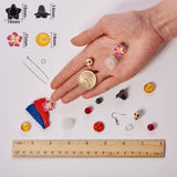 DIY Earring Making, with Synthetic Gemstone Beads, Acrylic Beads, Polyester Tassel Pendant, Tibetan Silver Bead Caps and Brass Earring Hooks, Mixed Color, 13.5x7x3cm