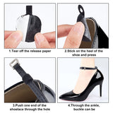 4 Sets 2 Style PU Leather Cloth High-heeled Shoelaces Kit, with Alloy Buckles & Adhesive Heel Pad, Anti-loose Shoe Strap, Black, 295x12x3mm, 2 sets/style