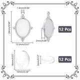 DIY Blank Oval Pendant Making Kit, Including 304 Stainless Steel Pendant Cabochon Settings, Glass Cabochons, Stainless Steel Color, 24Pcs/box