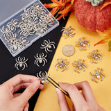 DIY Spider Pendant Making Kit for Halloween, Including Alloy Pendant Cabochon Settings, ABS Plastic Pearl Teardrop & Cubic Zirconia Diamond Cabochons, Mixed Color, 90Pcs/box