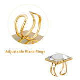 DIY Blank Dome Finger Ring Making Kit, Including 201 Stainless Steel Square Cuff Pad Ring Settings, Glass Cabochons, Golden & Stainless Steel Color, 16Pcs/box