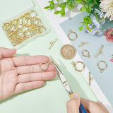 20Pcs 4 Colors 304 Stainless Steel Toggle Clasps, Round Rings, Real 18K Gold Plated, Ring: 16~23x12~18x2~2.5mm, Hole: 2.5~3mm, Bar: 18~25x7~7.5x2~2.5mm, Hole: 3mm, 5pcs/style