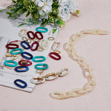 Acrylic Imitation Gemstone & CCB Plastic Linking Rings, Quick Link Connectors, For Jewelry Chains Making, Oval, Mixed Color, 19~36.5x12~21x3.5~4.5mm, Inner Diameter: 7~8.5x14~24.5mm, 200pcs/box