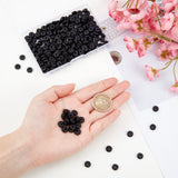 4 Strands Natural Lava Rock Beads Strands, Dyed, Bumpy, Flat Round/Disc, Heishi Beads, Black, 8~8.5x3~4mm, Hole: 2mm, about 62pcs/strand, 7.87''(20cm)