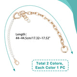 &reg 2Pcs 2 Colors ABS Imitation Pearl Bag Chain, with Alloy Clasp, for Replaceable Strap, Mixed Color, 44~44.5cm, 1pc/color