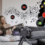 Translucent PVC Self Adhesive Wall Stickers, Waterproof Building Decals for Home Living Room Bedroom Wall Decoration, Musical Note, 700~950x300~390mm, 3 sheets/set