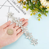 1Pc Shiny Flower Crystal Rhinestone Trim, Flexible Sewing Crafts Bridal Costume Embellishment, for DIY Shoes, Belt, Bag, Hat, Hairband, Platinum, 212x35.5x6mm