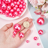 ABS Plastic Imitation Pearl Beads, No Hole, Round, Fuchsia, 10~30mm, 150pcs/set