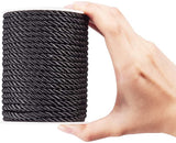 Polyester Cord, Twisted Cord, Black, 5mm, about 18~19yards/roll(16.4m~17.3m/roll)