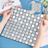 Square Adhesive Glass Cabochons Sheets, Mirror Mosaic Pieces, Mosaic Tiles for Arts DIY Crafts, Silver, 300x300x5.5mm