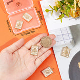 5Pcs Natural Shell Pendants, with Brass Findings, Rectangle with Eye & Moon & Star Charm, Golden, 24.5x16.5x4.5mm, Jump Ring: 5.5x1mm, Hole: 3.5mm
