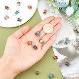 16Pcs 4 Colors Alloy Bead Caps, with Enamel, 5-Petal, Mixed Color, 11x8mm, Hole: 2mm, 4pcs/color