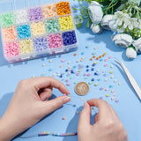 15 Colors Glass Seed Beads, Ceylon, Round, Mixed Color, 3mm, Hole: 1mm, about 450pcs/20g/compartment, about 6750pcs/box