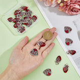 24Pcs 2 Style Alloy Enamel Pendants, Heart Charm, Antique Silver & Silver, 24~25x16~20x2~4mm, Hole: 2.2~2.5mm, 12pcs/style