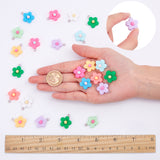 Resin Pendants, with Platinum Plated Screw Eye Pin Peg Bails, Flower, Mixed Color, 22~24x19~19.5x7~8mm, Hole: 1.8~2mm, 10 Colors, 4pcs/color, 40pcs/box