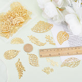 DIY Bridal Hair Accessories Making Finding Kit, Including 88Pcs 11 Styles Iron Pendants & Filigree Joiners, Leaf & Crown & Flower, Golden, 19.5~61x18.5~65.5x0.5~2mm, Hole: 1.2~3mm, 8Pcs/style
