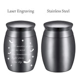 Alloy Cremation Urn Kit, with Disposable Flatware Spoons, Silver Polishing Cloth, Velvet Packing Pouches, Feather Pattern, 40.5x30mm, 1pc