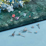 80Pcs 4 Colors 304 Stainless Steel Post Stud Earring Settings with 316 Surgical Stainless Steel Pins and 80Pcs 304 Stainless Steel Ear Nuts, Stainless Steel Color, 3~8mm, pin: 0.8mm, fit for 3~8mm rhinestone, 20pcs/color