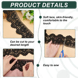 7~7.5 Yards Flat Milk Fiber Lace Trim, Flower Lace Ribbon, Clothing Accessories, Black, 3-1/2 inch(90mm)