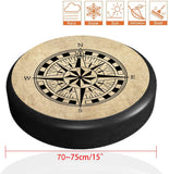 Polyester Tyre Cover, with Contraction Band, Flat Round with Pattern, Compass Pattern, 700~750mm