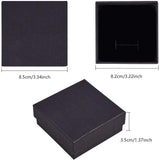 Kraft Paper Cardboard Jewelry Boxes, Ring/Earring Box, Square, Black, 8.5x8.5x3.5cm